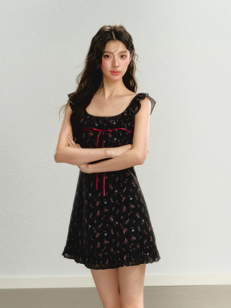 Flower Frill Feminine Short Sweet Dress
