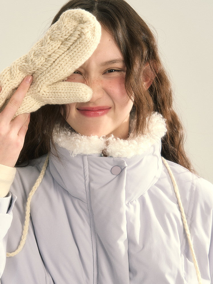 스탠드 콜라 퀼팅면 보아 두꺼운 지구 색상 다운 재킷