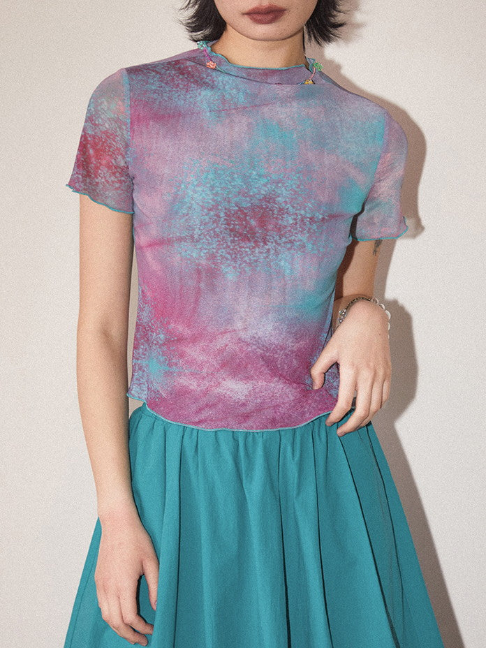 Tie-Dye Pale-Tone Cotton-Candy Nichi Spray Mellow T-Shirt
