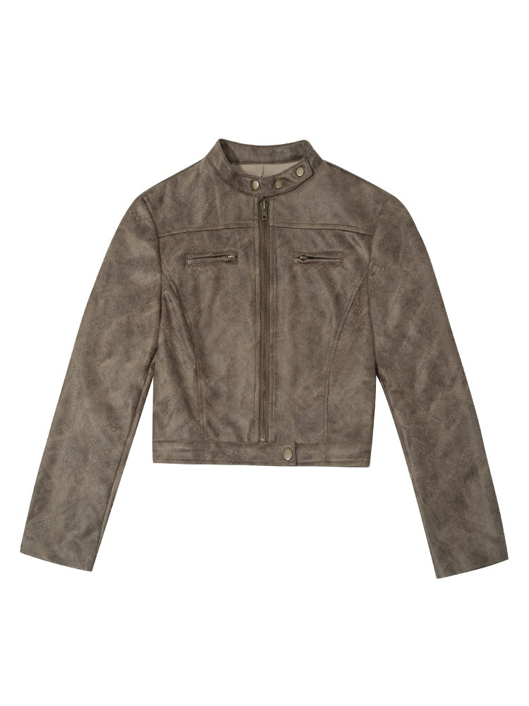 가죽 쿨 쇼트 슬림 재킷