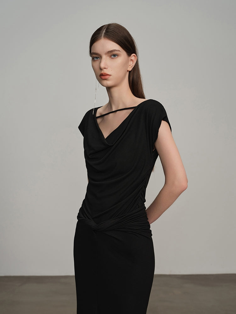 V-Ausschnitt Plain French-Sleeve Tops