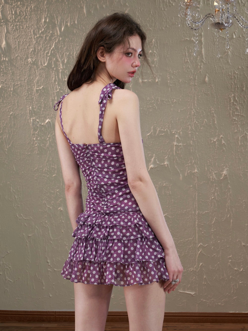 Tiered Short Dot Ciffon Girly One-piece
