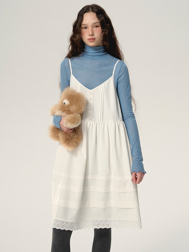 Lace Tiered Natural Simple Layered Camisole-One-Piece