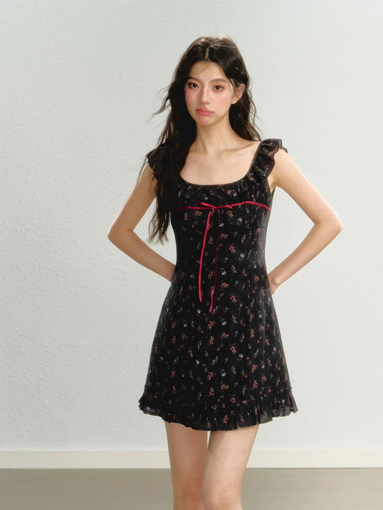 Flower Frill Feminine Short Sweet Dress