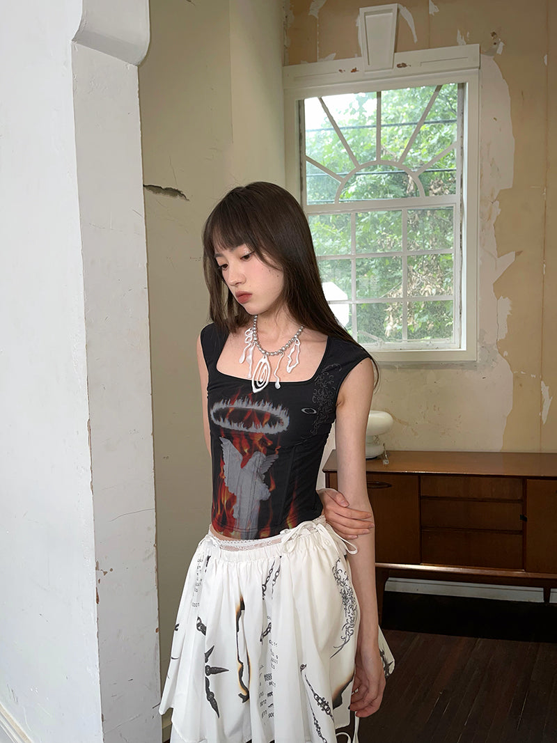 Fire Angel Back-Open Sleeveless Tops
