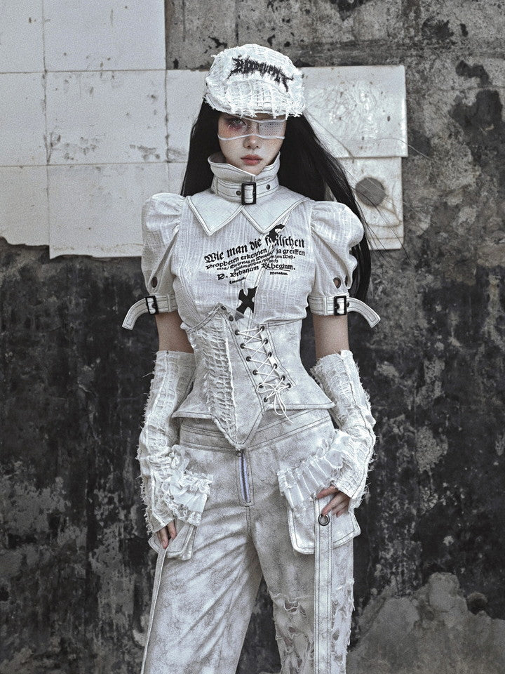 고딕 레이스 업 레이스 빈티지 스타 Nichi Bustier