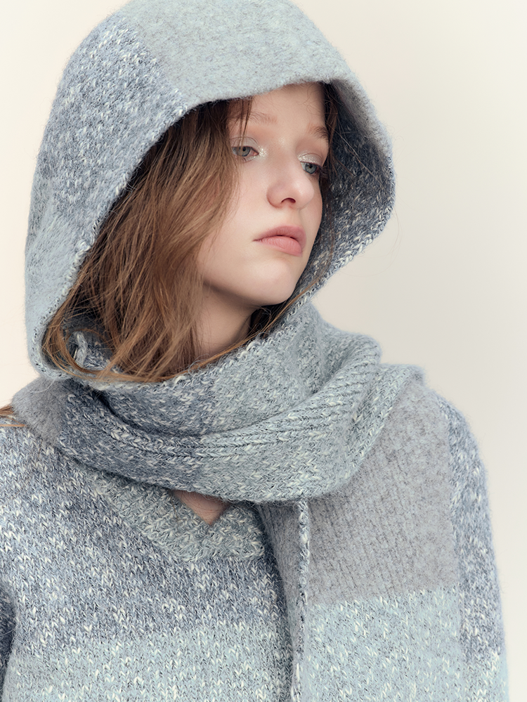 Knit Multi Border Retro Simple Hat&Muffler