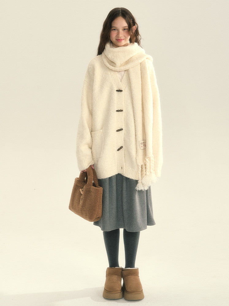 V-Neck Oversize Knit Long Cardigan