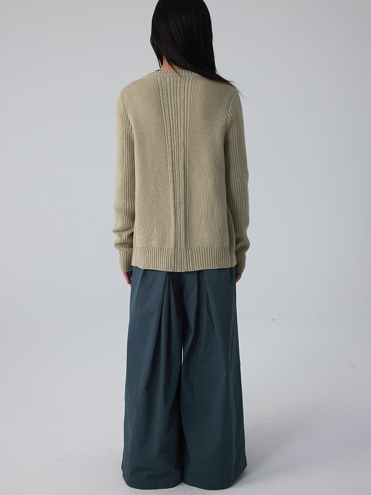 Strick-Crew-Hals Einfacher schicker Retro-Strickjacken