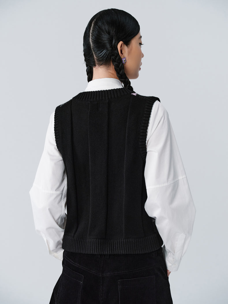 Strickspeckte Asymmetrie-Retro-Weste & Langstrecke