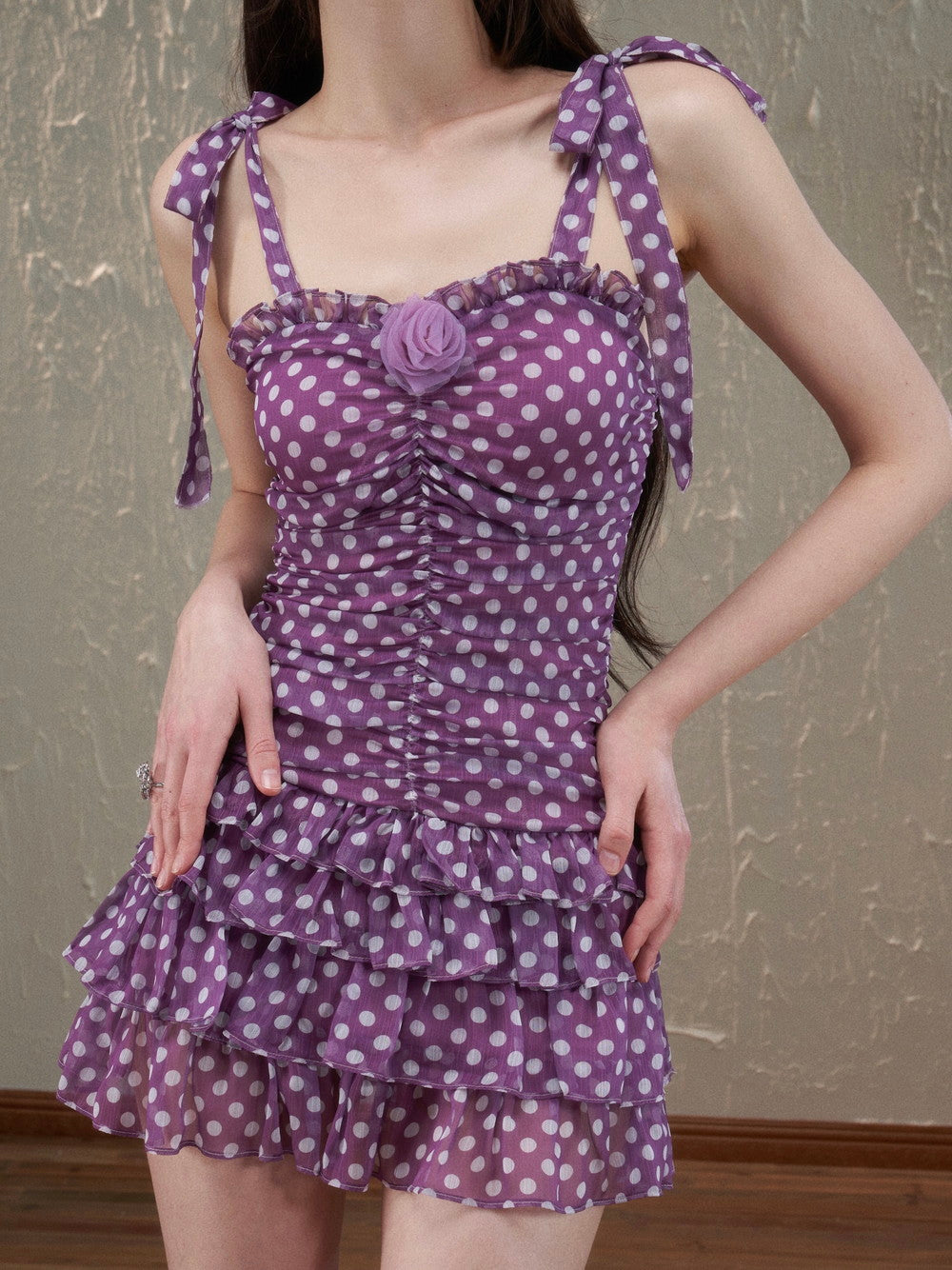 Tiered Short Dot Ciffon Girly One-piece
