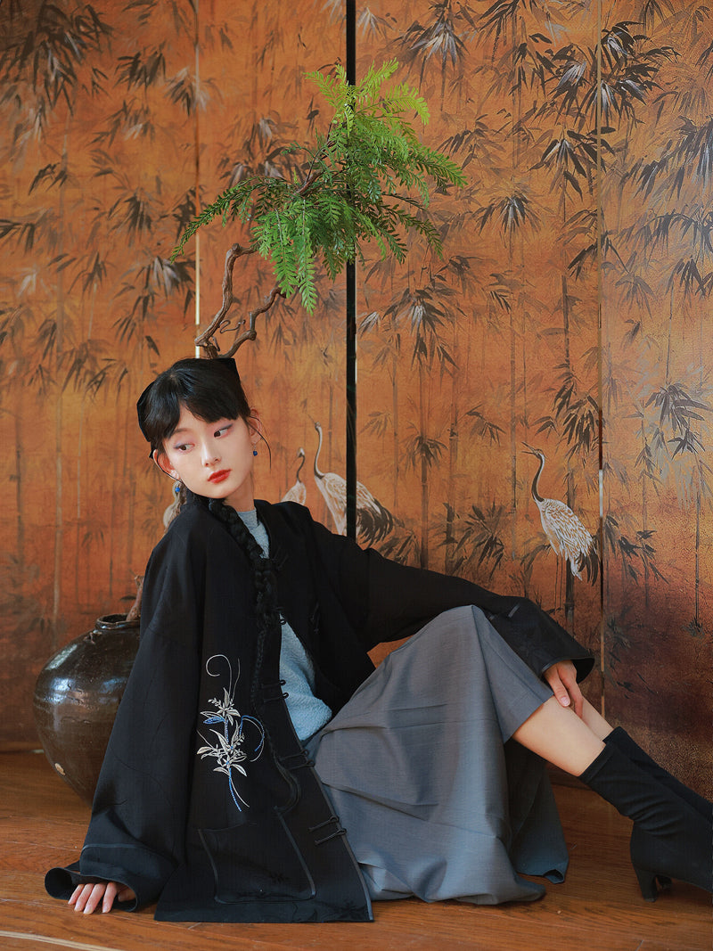 중국 자수 벨벳 고급 대형 재킷