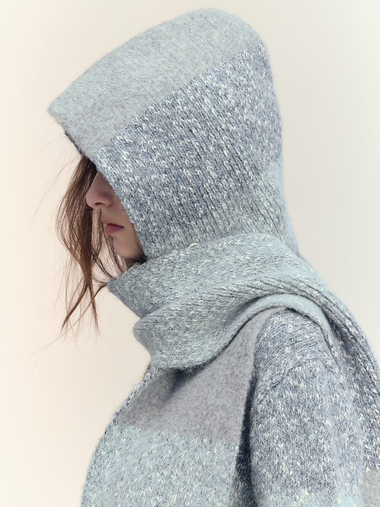 Knit Multi Border Retro Simple Hat&Muffler