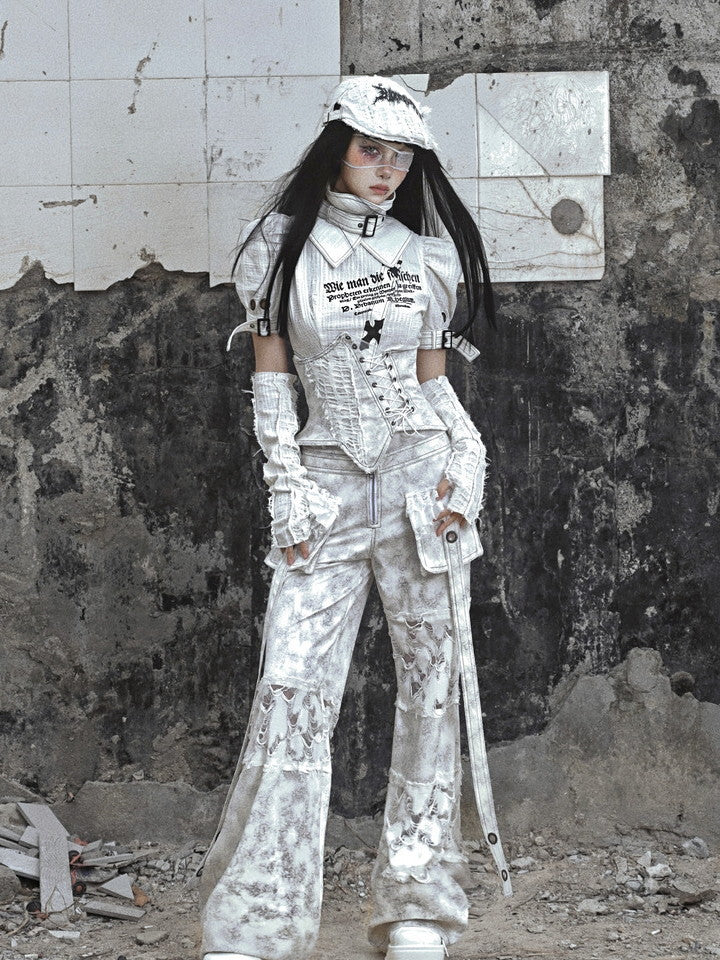 고딕 레이스 업 레이스 빈티지 스타 Nichi Bustier