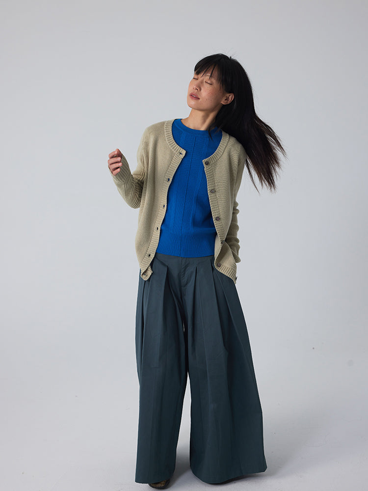 Strick-Crew-Hals Einfacher schicker Retro-Strickjacken