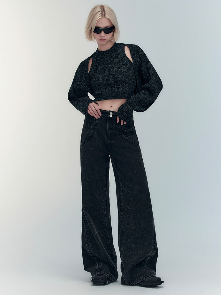 Ärmeln krümmten lässigen, engen Stricks