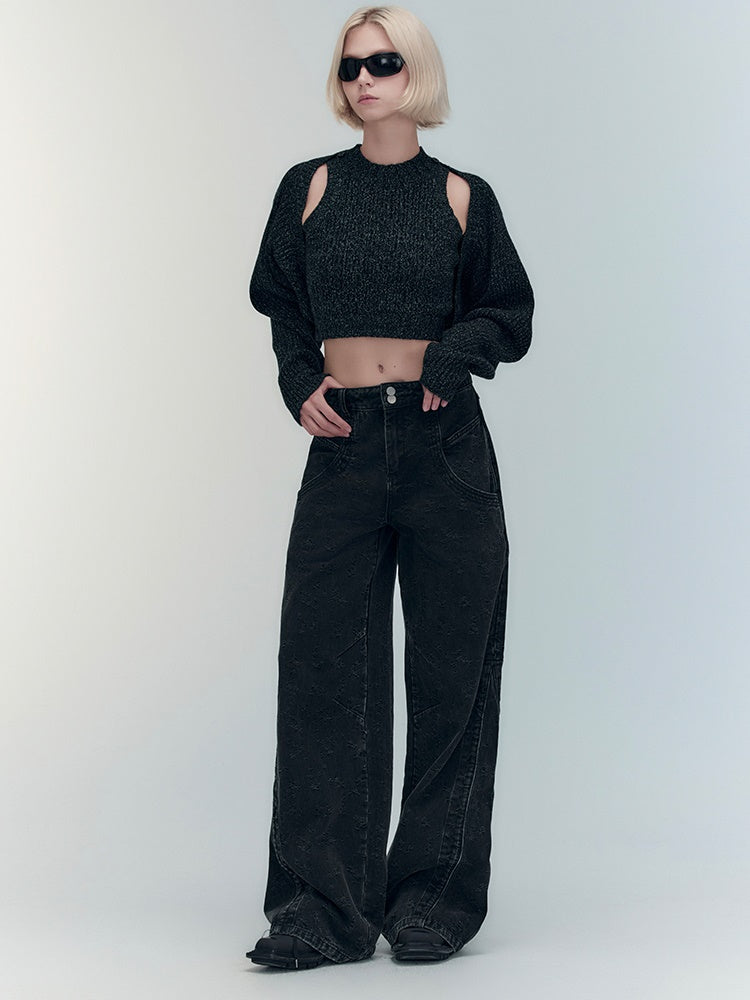 Ärmeln krümmten lässigen, engen Stricks