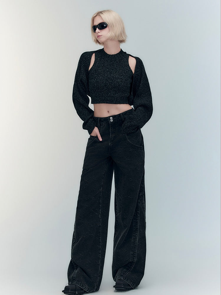 Ärmeln krümmten lässigen, engen Stricks