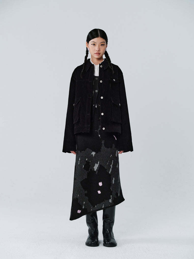 Strickspeckte Asymmetrie-Retro-Weste & Langstrecke