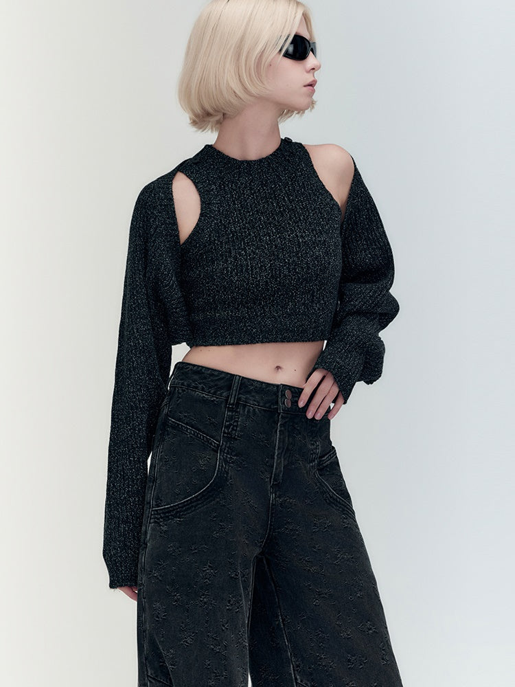 Ärmeln krümmten lässigen, engen Stricks