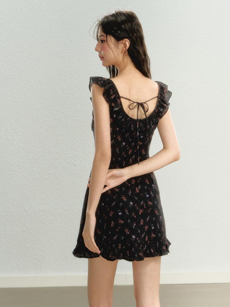 Flower Frill Feminine Short Sweet Dress