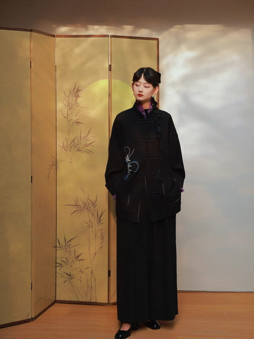 중국 자수 벨벳 고급 대형 재킷