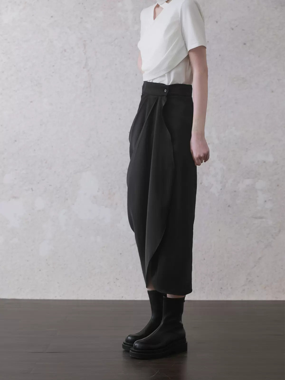 Drape Mid-Length Wrap Skirt