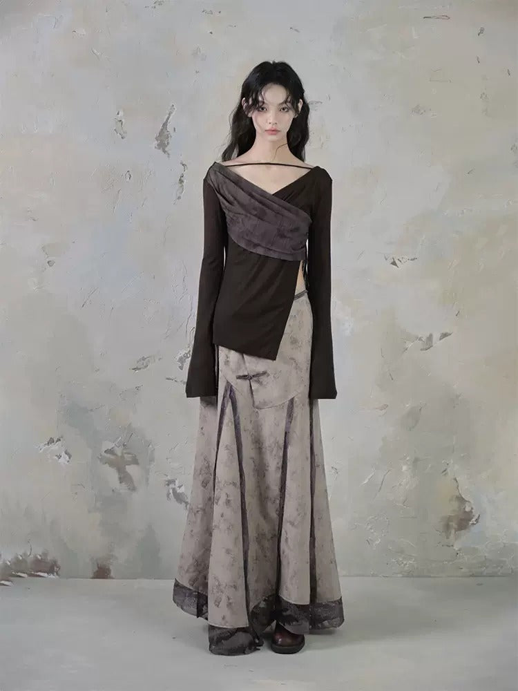 Cross V-Neck Irregular Knitted Bottoming Shirt