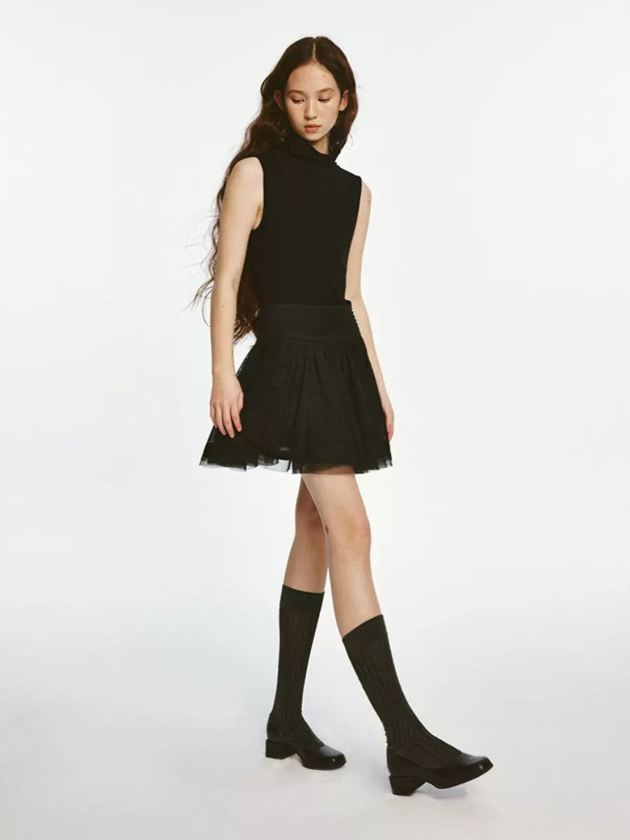 Fake Two-piece Mesh Sleeveless Dress