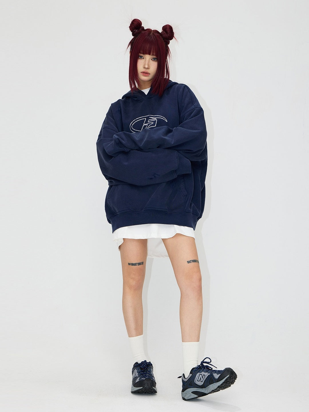 Print Distressed Washed Pullover Hoodie