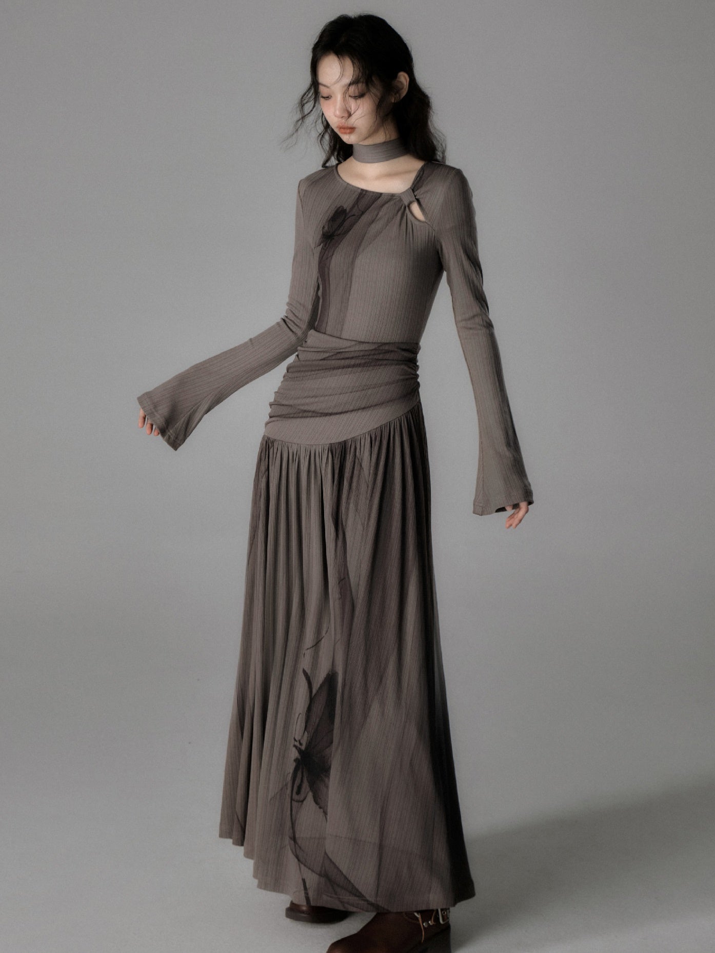 Flare Long Elegant Chic Slim Retro One-Piece