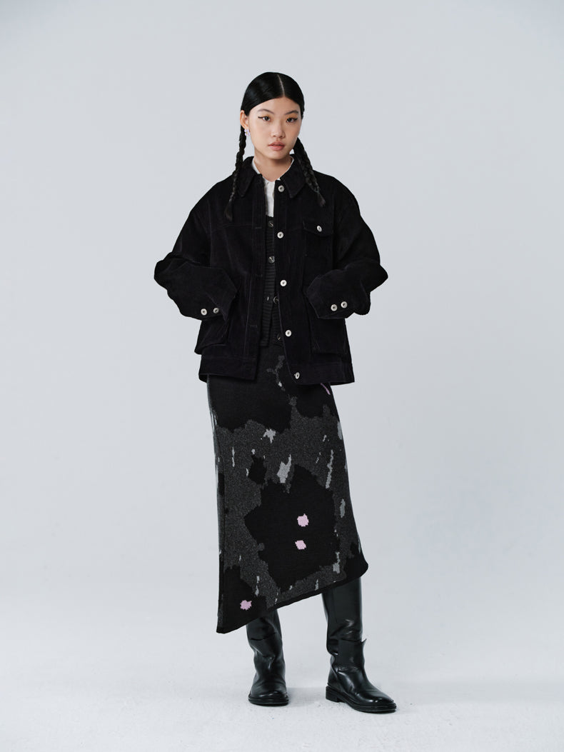 Strickspeckte Asymmetrie-Retro-Weste & Langstrecke