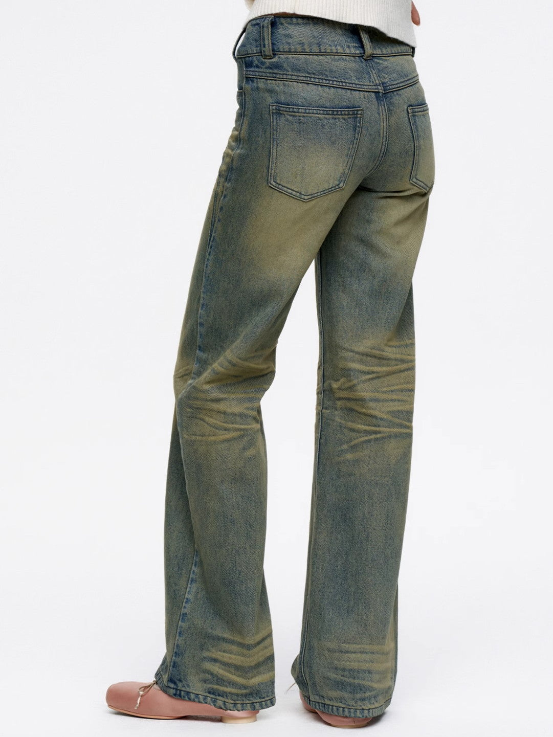 Denim verblasste lässige Retro-Vintage-Weithose