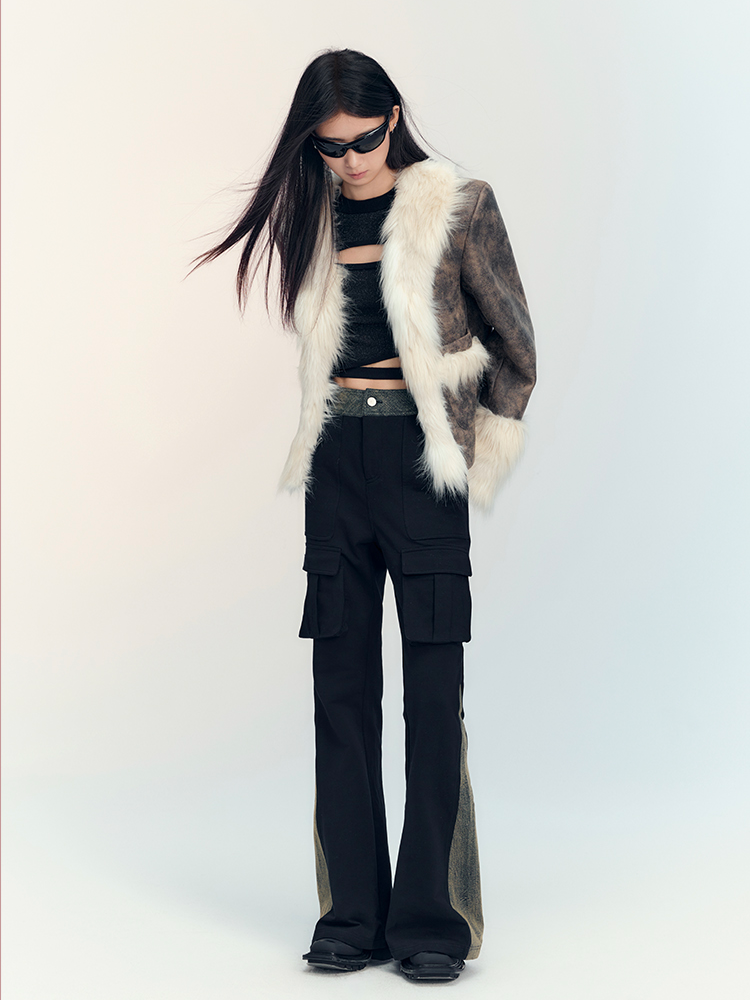 Fue & Leather Luxury 고급 레트로 캐주얼 재킷