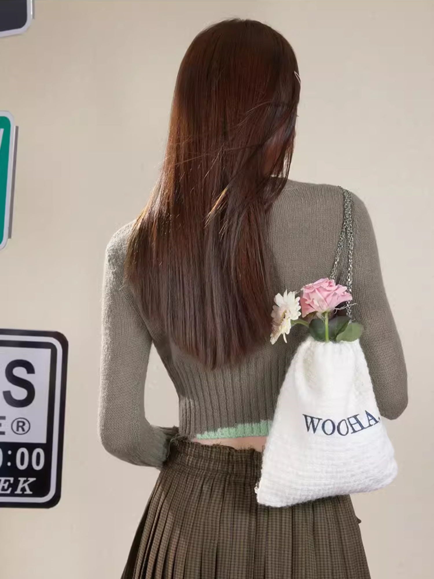 V-Neck 층 니치 짧은 복고풍 니트