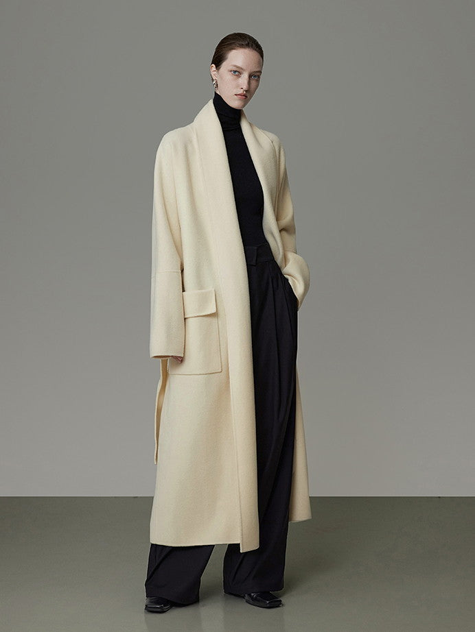 Big-Pocket Wool Knit Classy Elegant Long-Cordigan