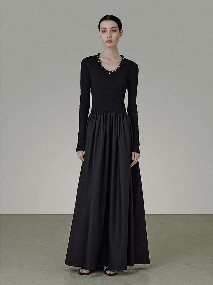 Bijou Classy Chic Round-Neck Elegant Flare One-Piece