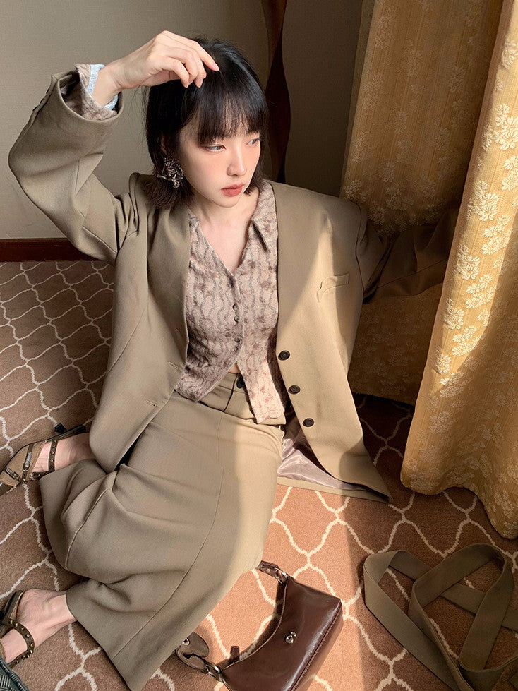 플라워 슬림 차이나 블라우스