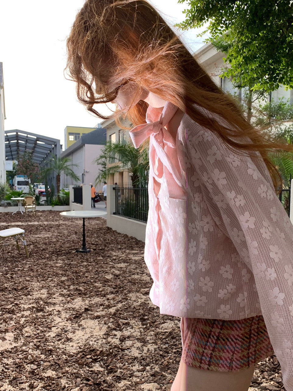 리본 로즈 루즈 오프숄더 2Way 롱 니트