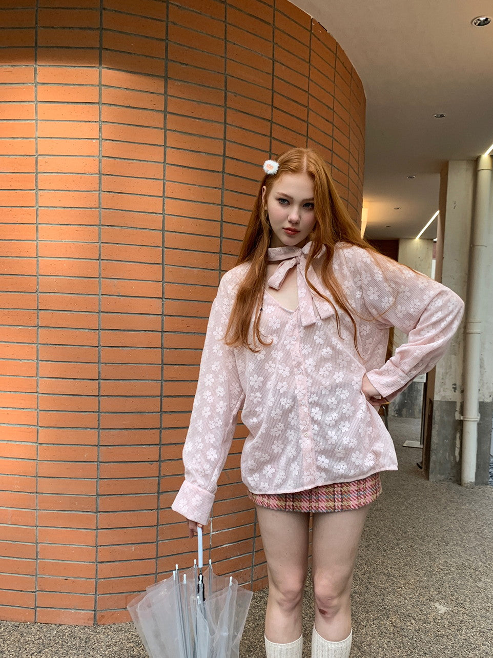 리본 로즈 루즈 오프숄더 2Way 롱 니트