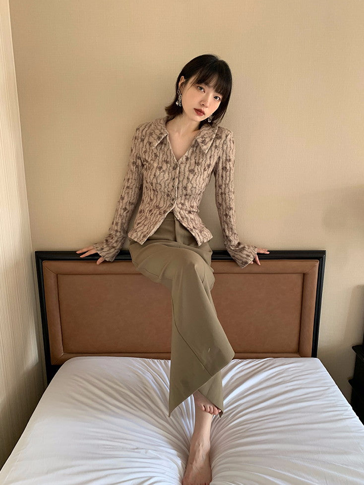 플라워 슬림 차이나 블라우스