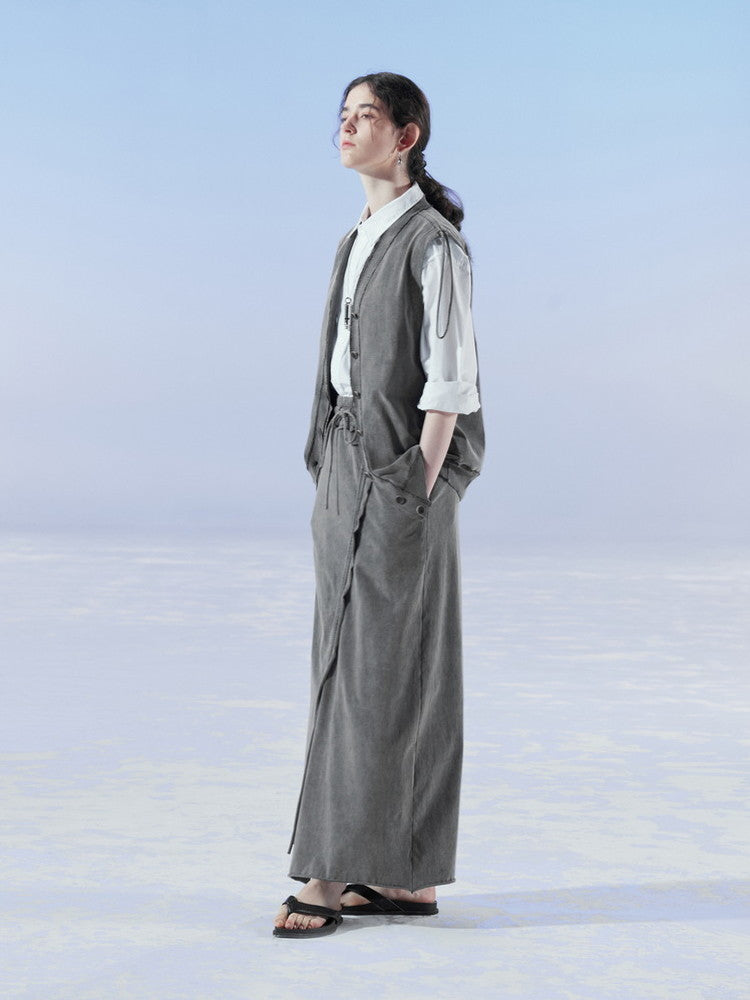 Configuration du dye à cravate ridé en V Vext décontracté et jupe longue