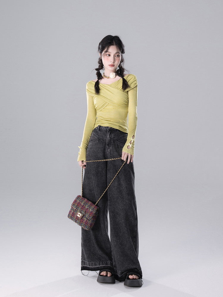 Cross Slim Long-Sleeve Simple Cutsew