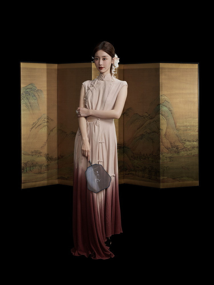 China Drawstring Cut Sexy Gradation Long Dress