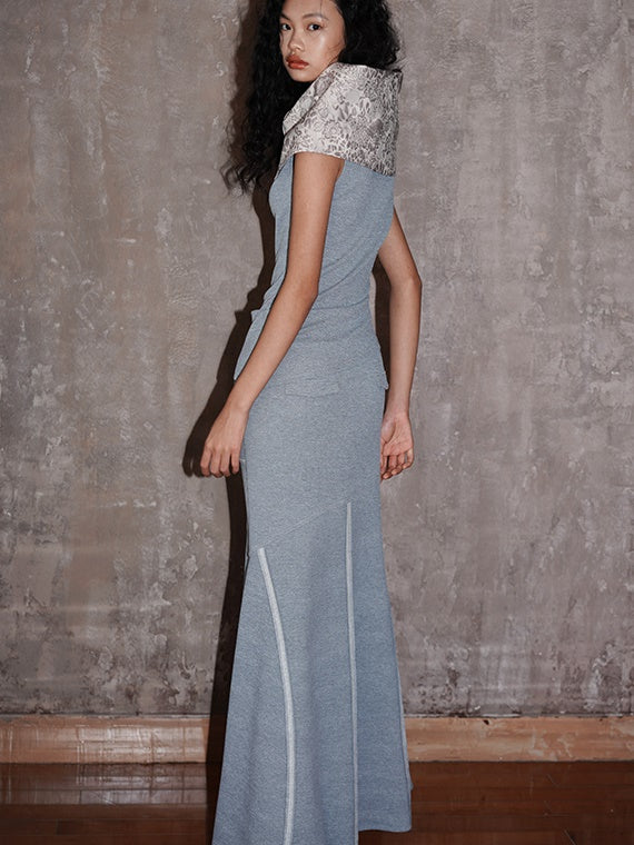 Sirène stretch-tricot à jupe longue