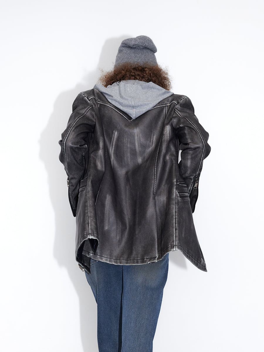 Stich Retro Vintage High-End Leder-Jacke