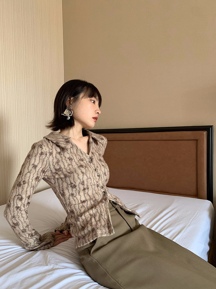 플라워 슬림 차이나 블라우스