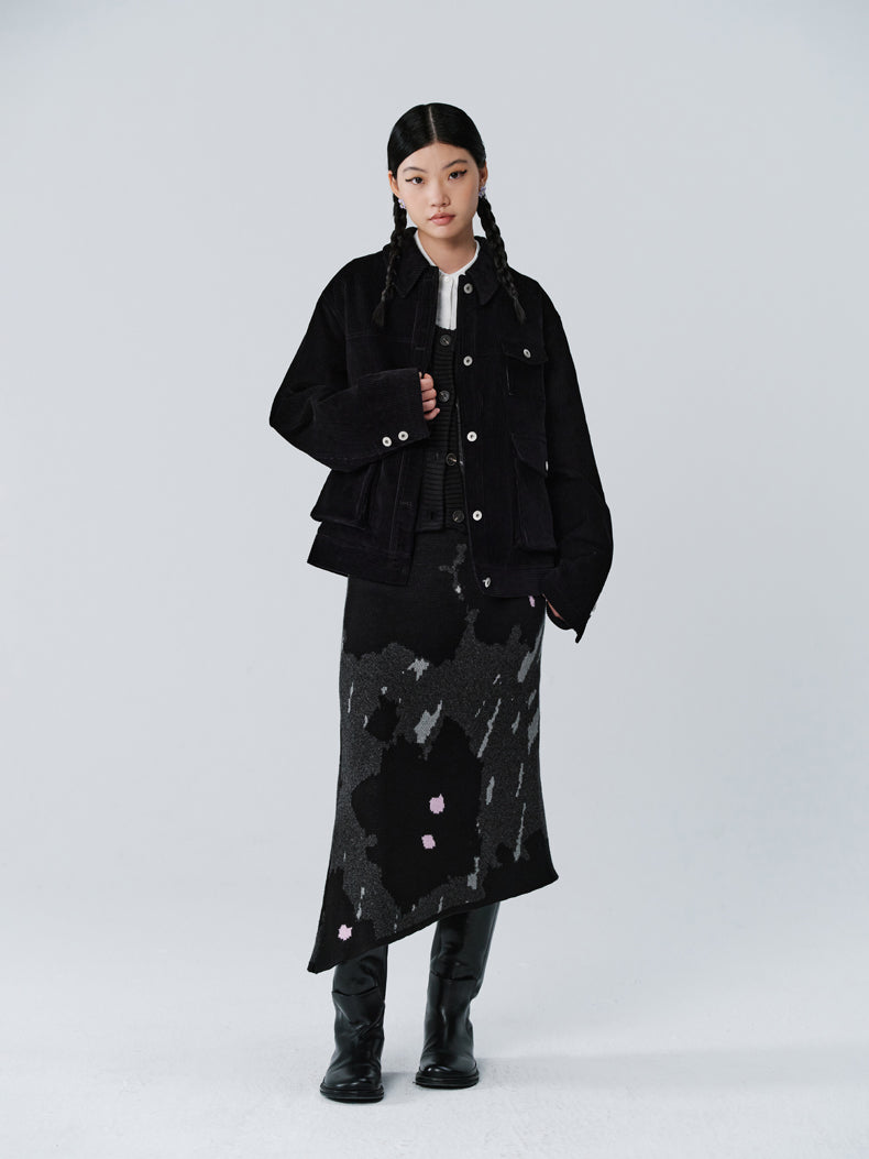 Strickspeckte Asymmetrie-Retro-Weste & Langstrecke