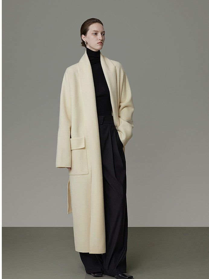 Big-Pocket Wool Knit Classy Elegant Long-Cordigan