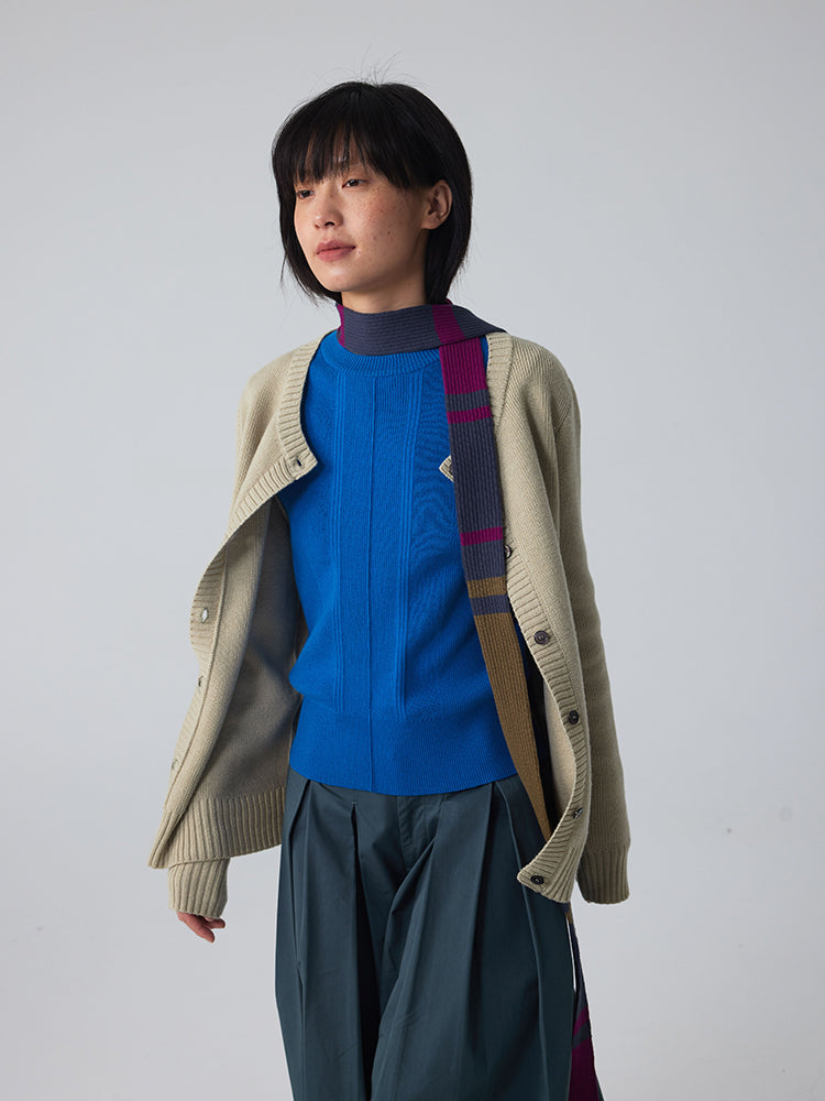 Strick-Crew-Hals Einfacher schicker Retro-Strickjacken